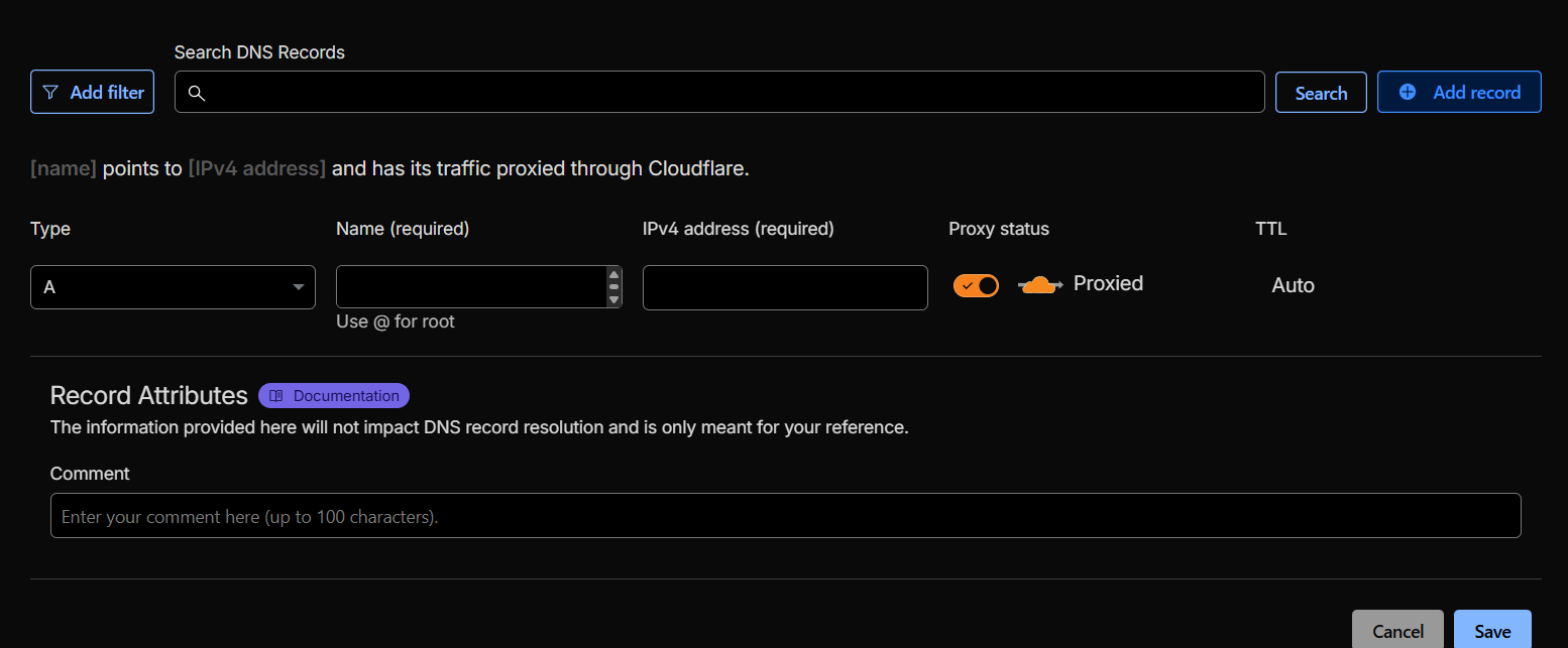 Cloudflare Add Record